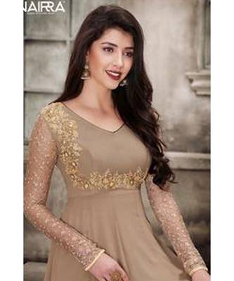 beige faux georgette  Top Bottom Dupatta dress materials 2