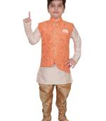 White embroidered cotton silk boys-kurta-pyjama