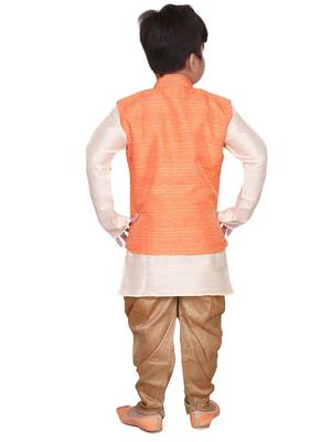 White embroidered cotton silk boys-kurta-pyjama 2