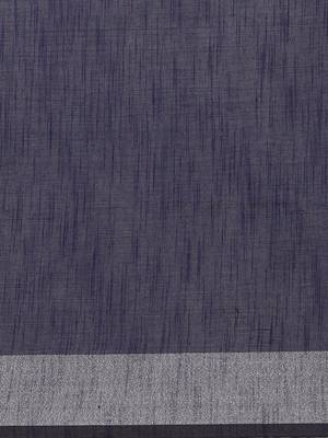 Navy Blue & Silver Solid Bengal Handloom Taant Saree 5