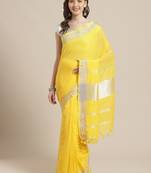Yellow & Silver Solid Bengal Handloom Taant Saree