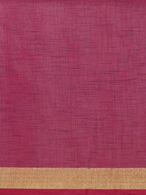 Navy Blue & Magenta Woven Design Bengal Handloom Taant Saree 5