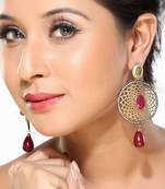 Ruby, Cz And Enamel Hanging Earrings 