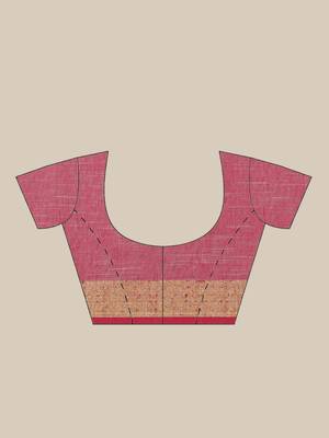 White & Pink Polka Dot Woven Design Bengal Handloom Taant Saree 6