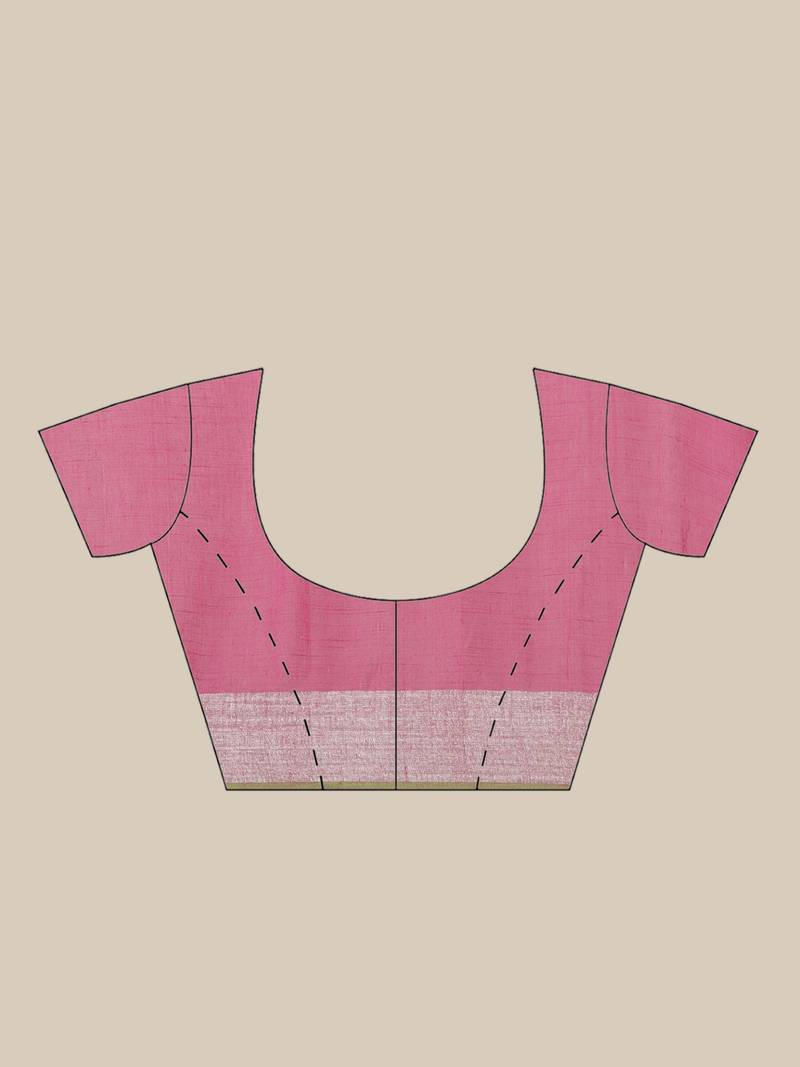 Pink & Green Woven Design Bengal Handloom Taant Saree