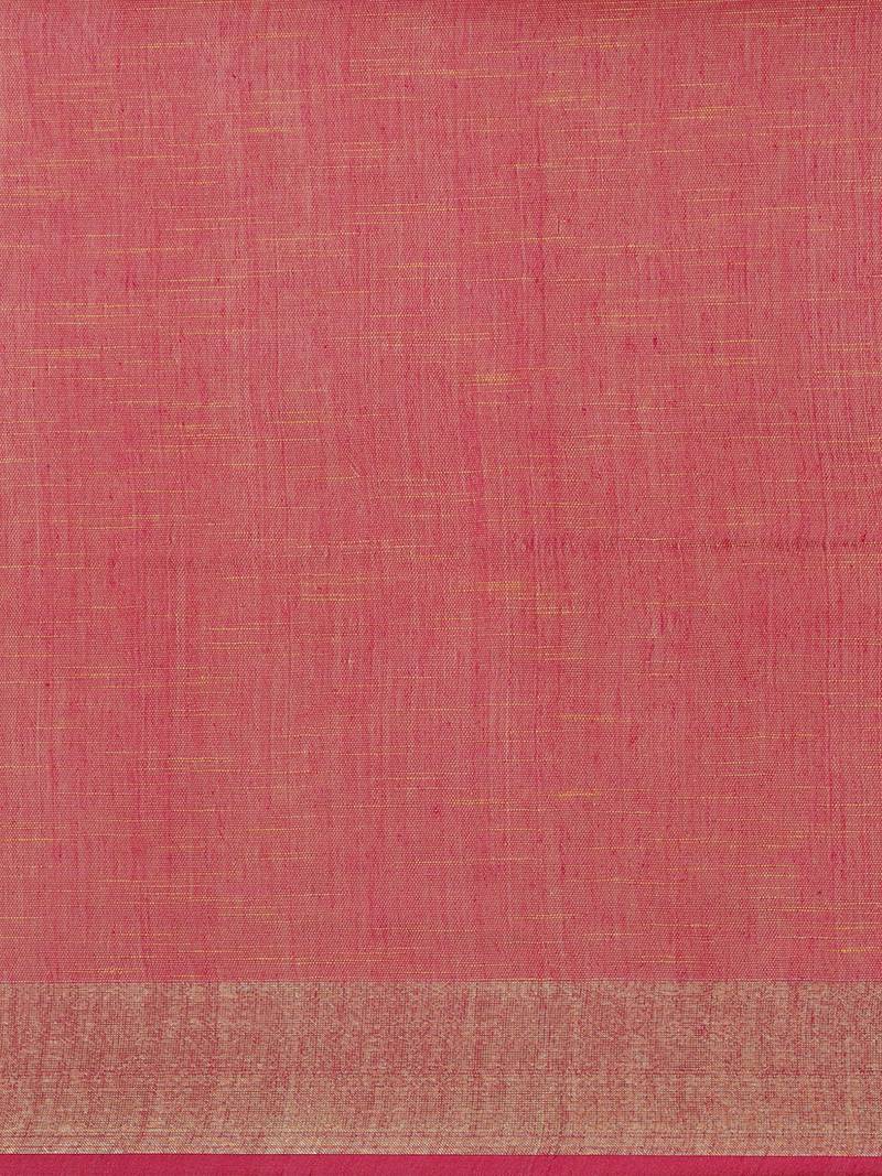 Yellow & Pink Polka Dot Woven Design Bengal Handloom Taant Saree