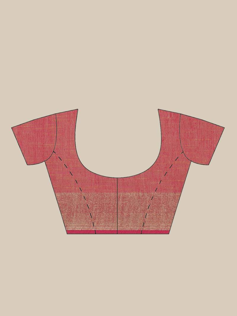 Yellow & Pink Polka Dot Woven Design Bengal Handloom Taant Saree