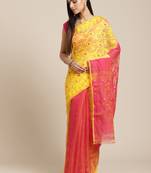 Yellow & Pink Woven Design Jamdani Saree