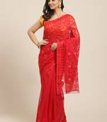 Red & Golden Ethnic Floral Patterned Jamdani Saree