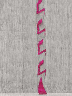 Charcoal & Pink Woven Design Jamdani Saree Without Blouse 3