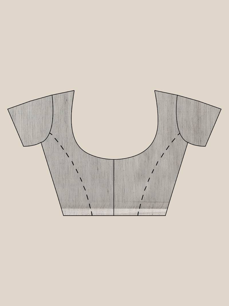 Charcoal & Pink Woven Design Jamdani Saree Without Blouse