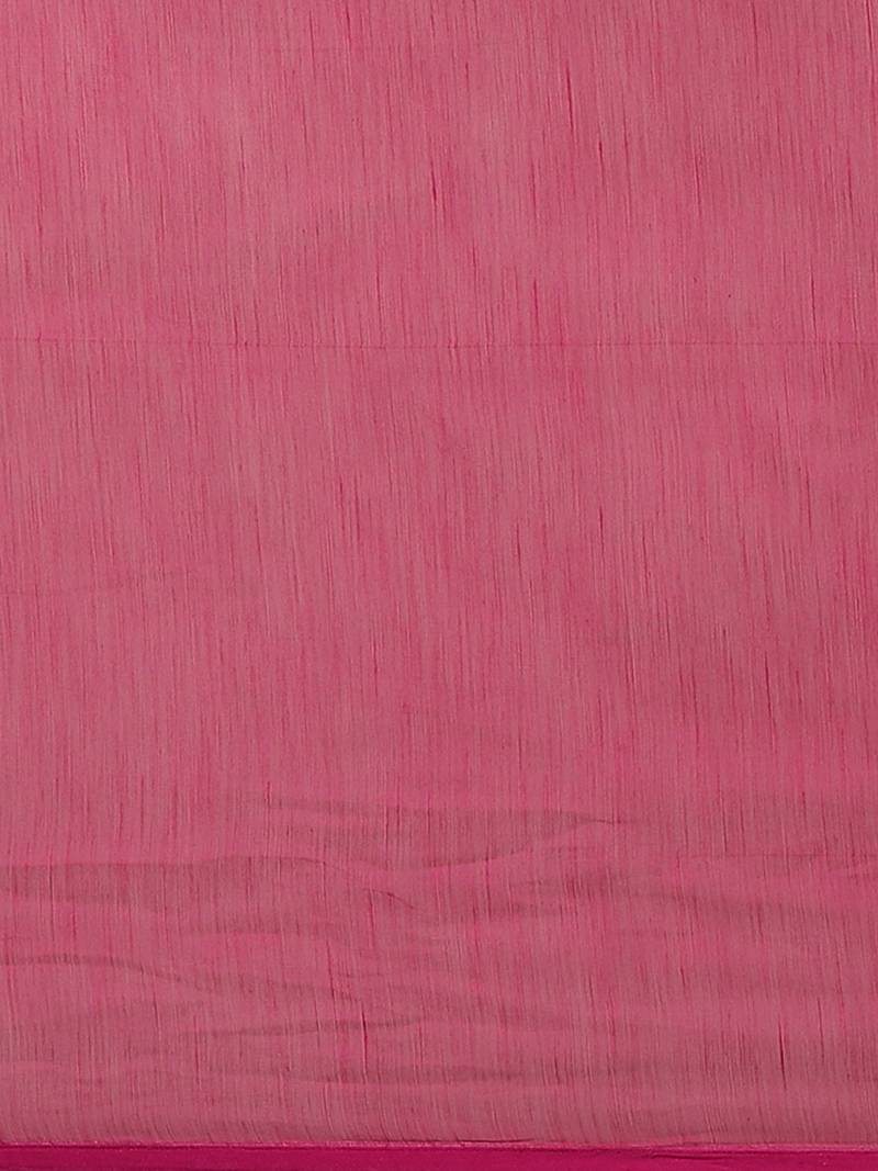 Pink & Golden Floral Woven Design Jamdani Saree Without Blouse