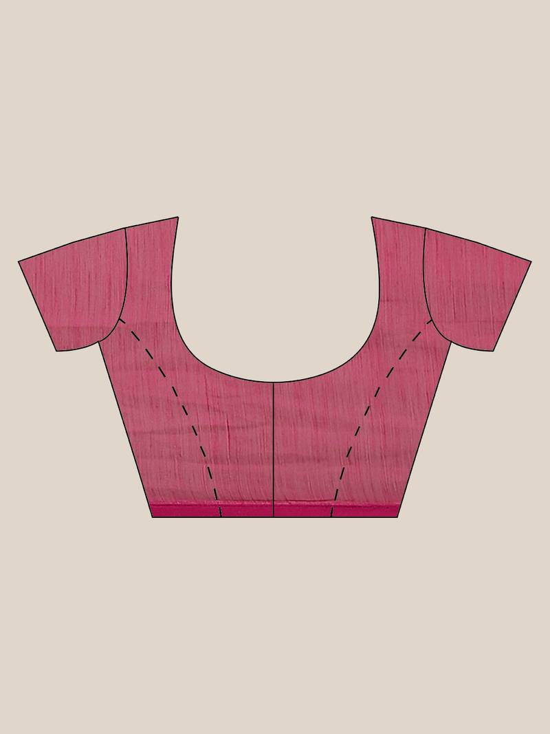 Pink & Golden Floral Woven Design Jamdani Saree Without Blouse