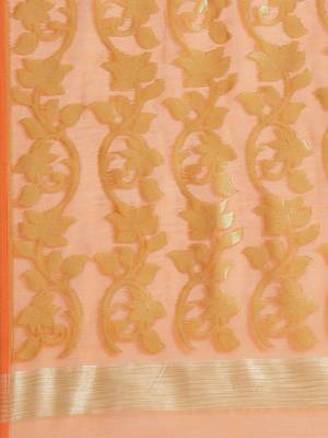 Orange & Golden Woven Design jamdani Saree 3