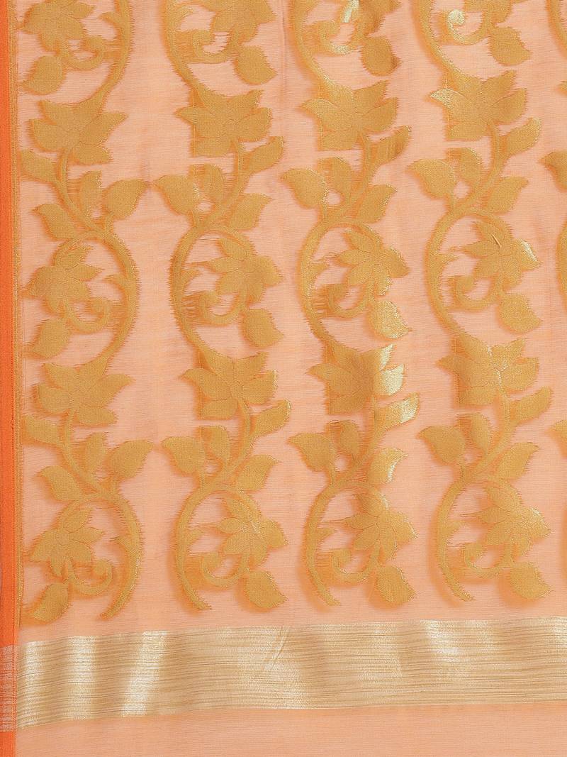 Orange & Golden Woven Design jamdani Saree