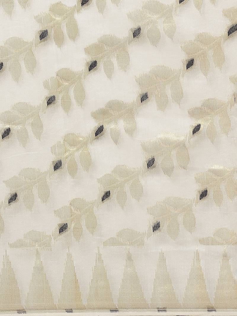 White & Golden Woven Design Dhakai Jamdani Saree