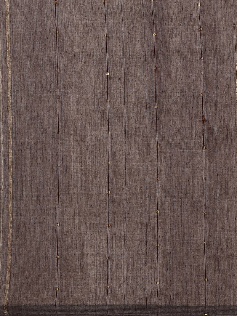 Coffee Brown Sequinned Bengal Handloom Taant Saree