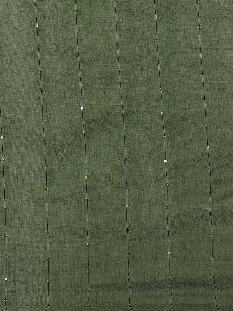 Olive Green Striped Taant Saree