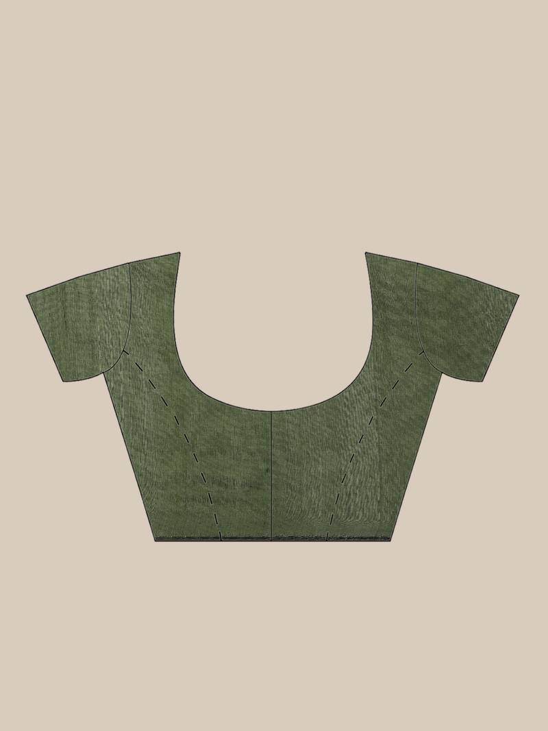 Olive Green Striped Taant Saree