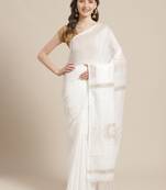 White Sequinned Bengal Handloom Taant Saree