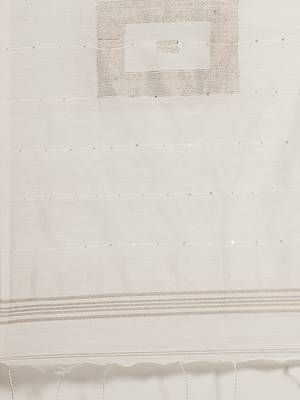 White Sequinned Bengal Handloom Taant Saree 4