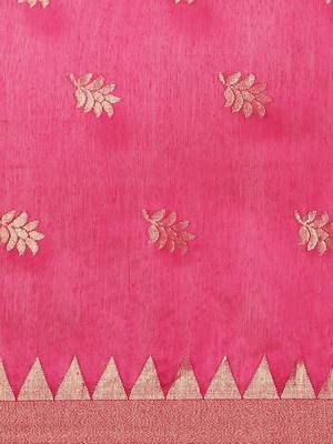Pink & Golden Woven Design Taant Saree 5