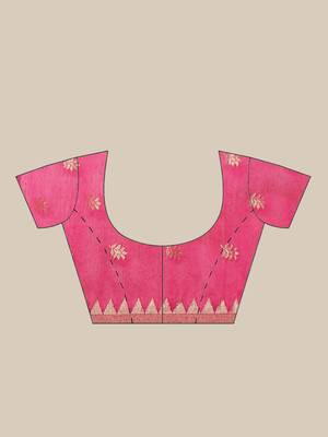 Pink & Golden Woven Design Taant Saree 6