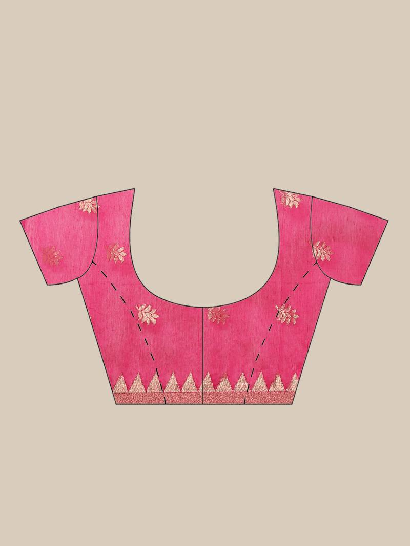 Pink & Golden Woven Design Taant Saree