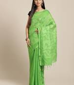 Green Embroidered Bengal Handloom Taant Saree