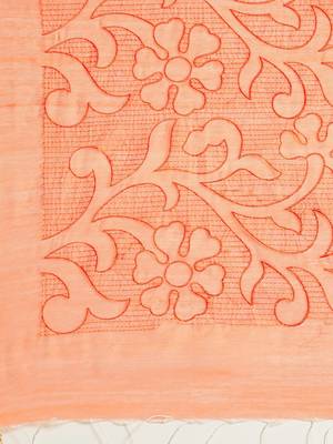 Orange Embroidered Bengal Handloom Taant Saree 4