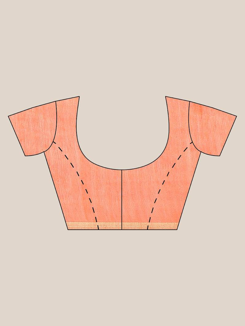 Orange Embroidered Bengal Handloom Taant Saree