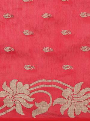 Red & Golden Woven Design Taant Saree 3