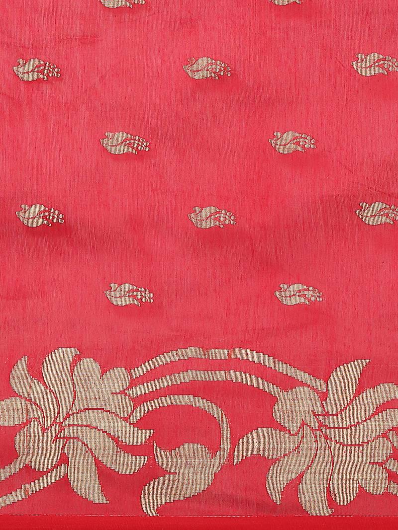 Red & Golden Woven Design Taant Saree