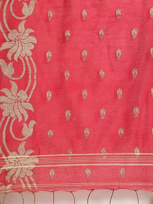 Red & Golden Woven Design Taant Saree 4