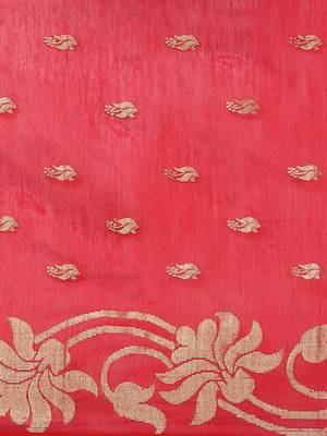 Red & Golden Woven Design Taant Saree 5