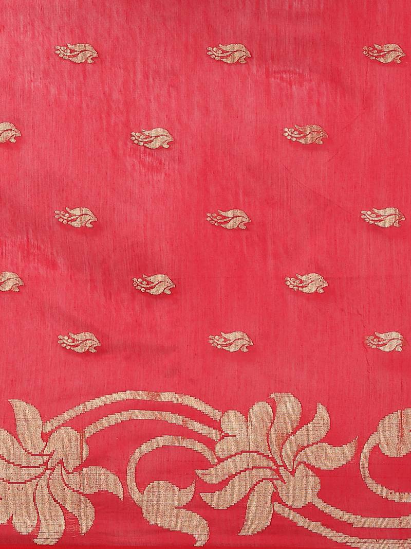 Red & Golden Woven Design Taant Saree