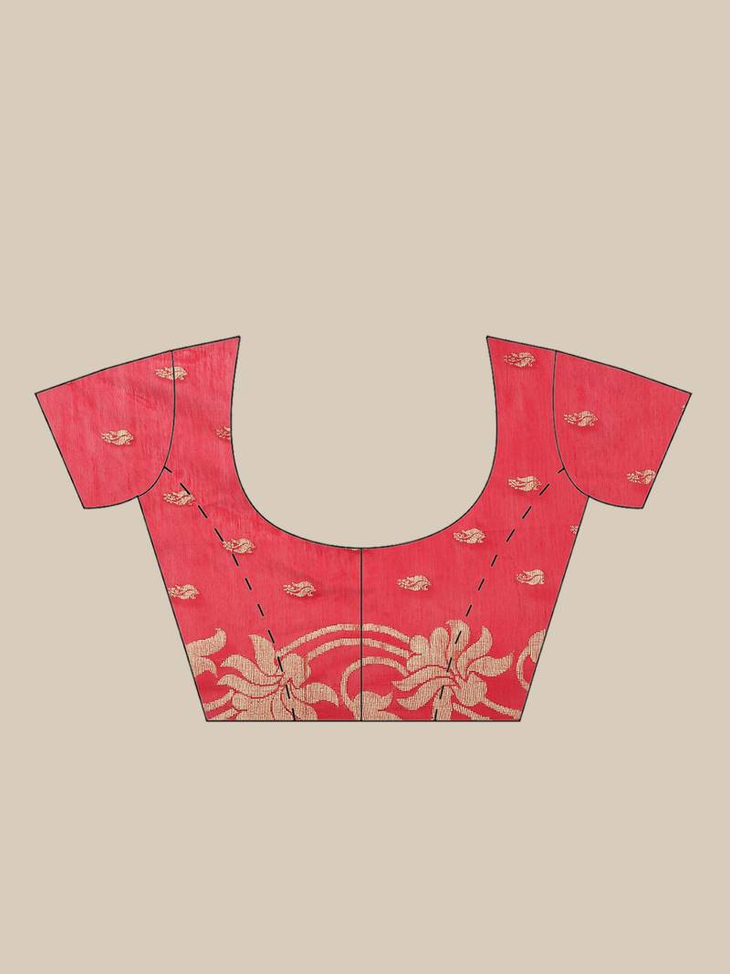 Red & Golden Woven Design Taant Saree