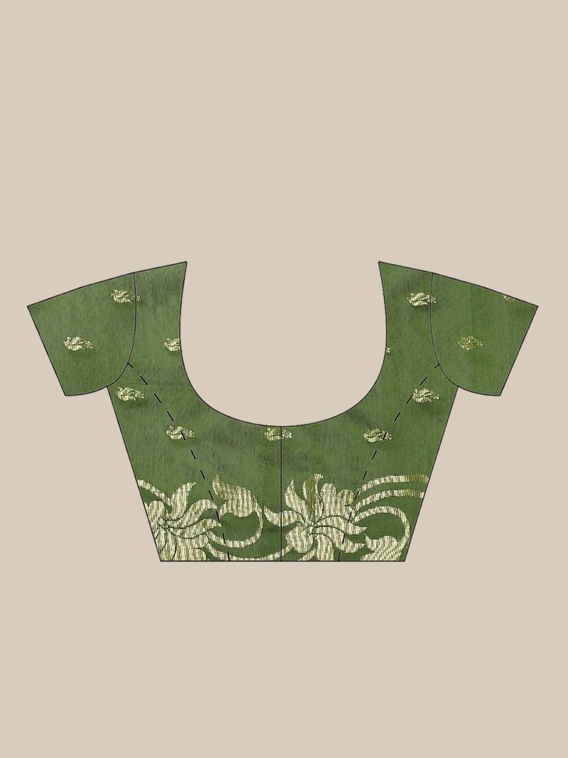 Green & Golden Woven Design Taant Saree