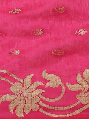 Magenta & Golden Woven Design Bengal Handloom Taant Saree 3