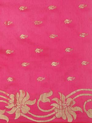 Magenta & Golden Woven Design Bengal Handloom Taant Saree 5