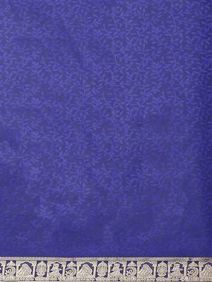 Blue & Golden Leaf Woven Design Bengal Handloom Taant Saree 5
