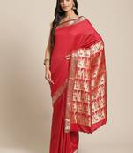 Red & Golden Woven Design Taant Saree
