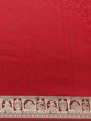 Red & Golden Woven Design Taant Saree 3