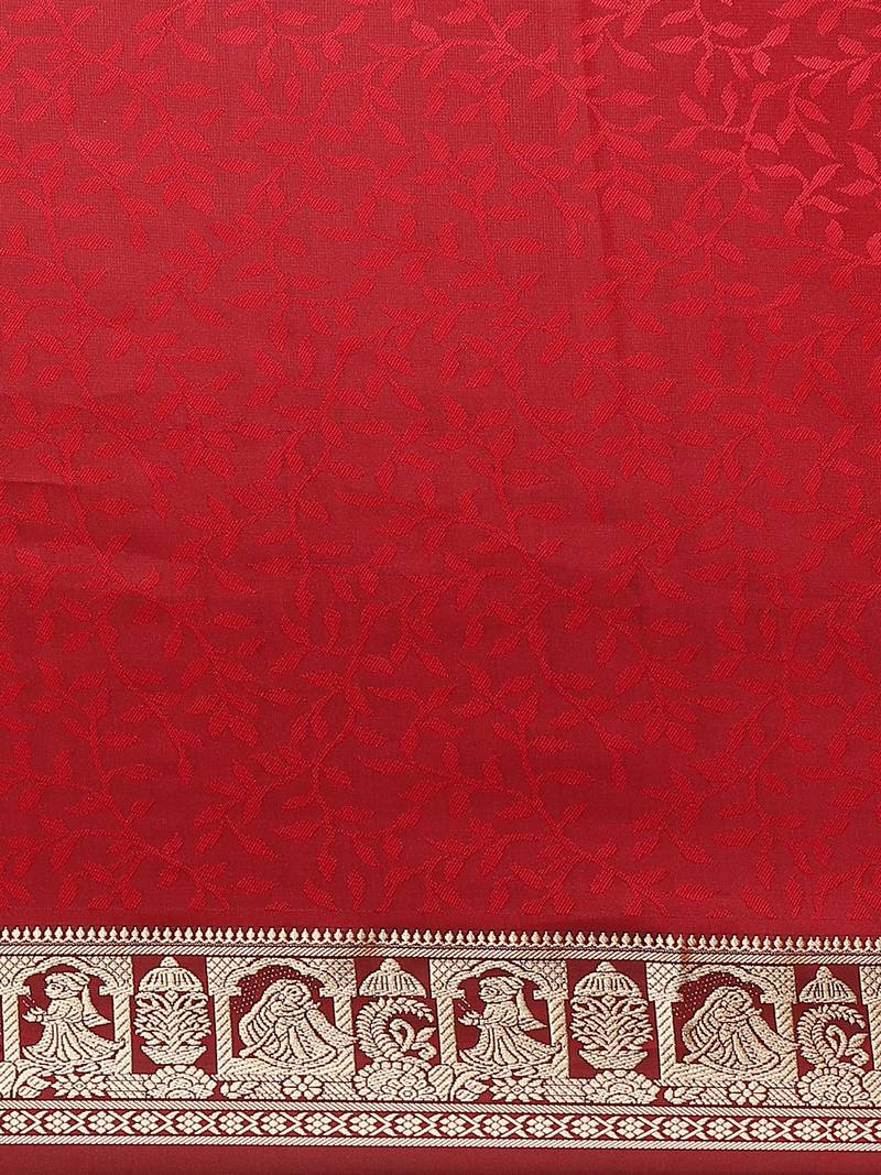 Red & Golden Woven Design Taant Saree