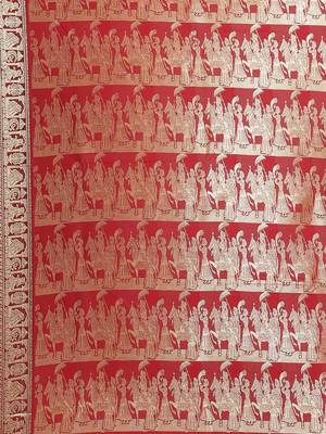 Red & Golden Woven Design Taant Saree 4