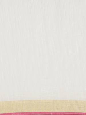 White Pure Silk Woven Design Jamdani Handloom Saree Without Blouse 5