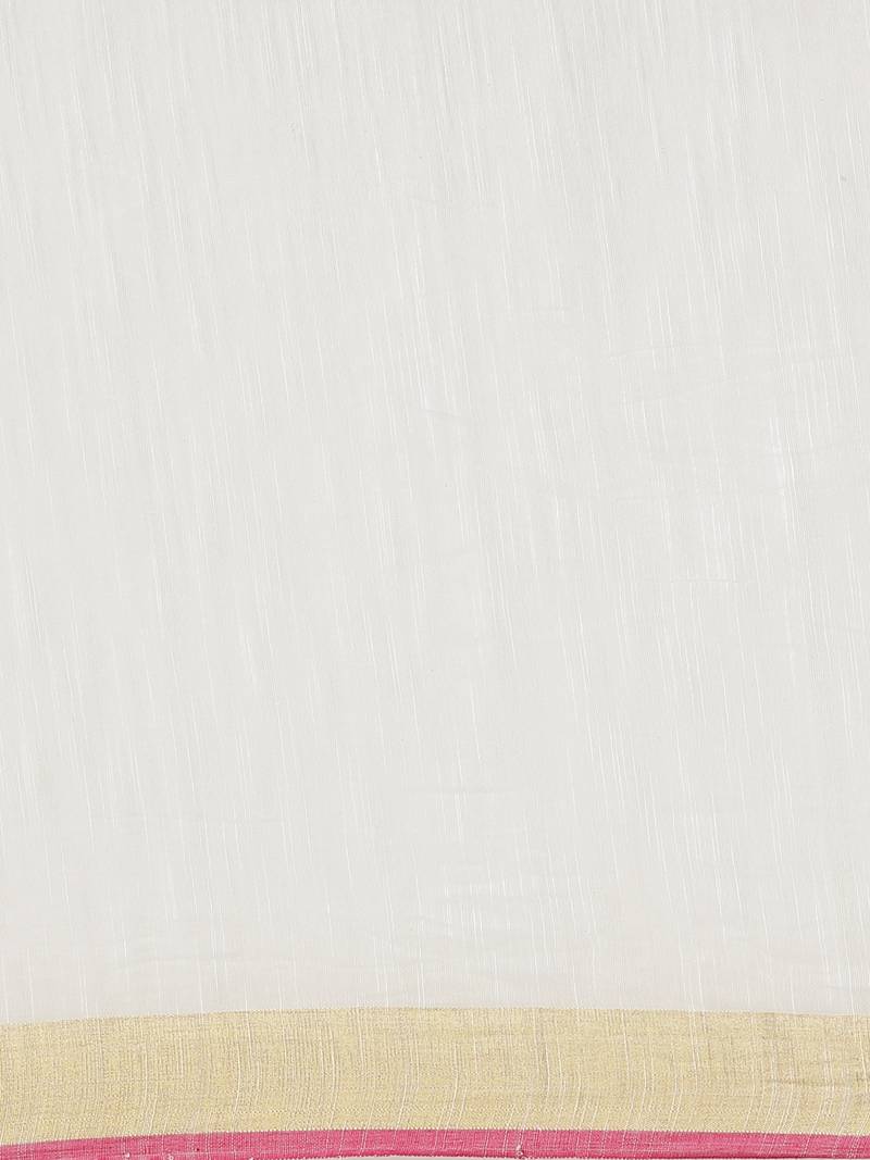 White Pure Silk Woven Design Jamdani Handloom Saree Without Blouse