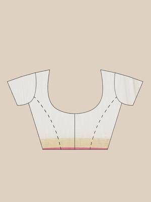 White Pure Silk Woven Design Jamdani Handloom Saree Without Blouse 6