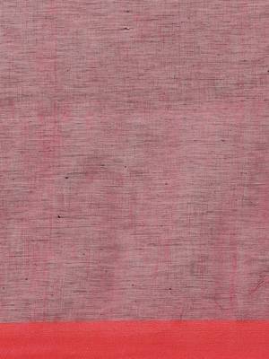 Purple & Silver Pure Linen Solid Handloom Jamdani Saree 5