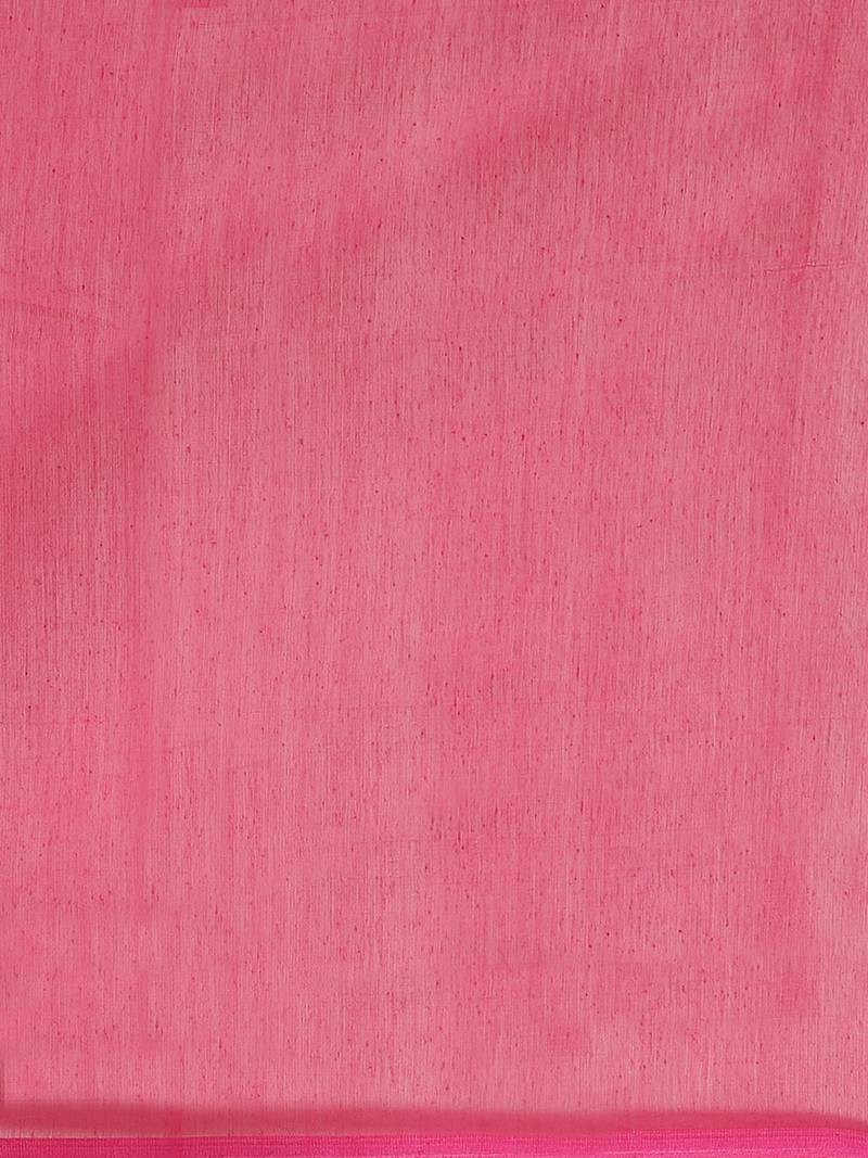 Green & Pink Bengal Handloom Kathiabari Embroidered Saree